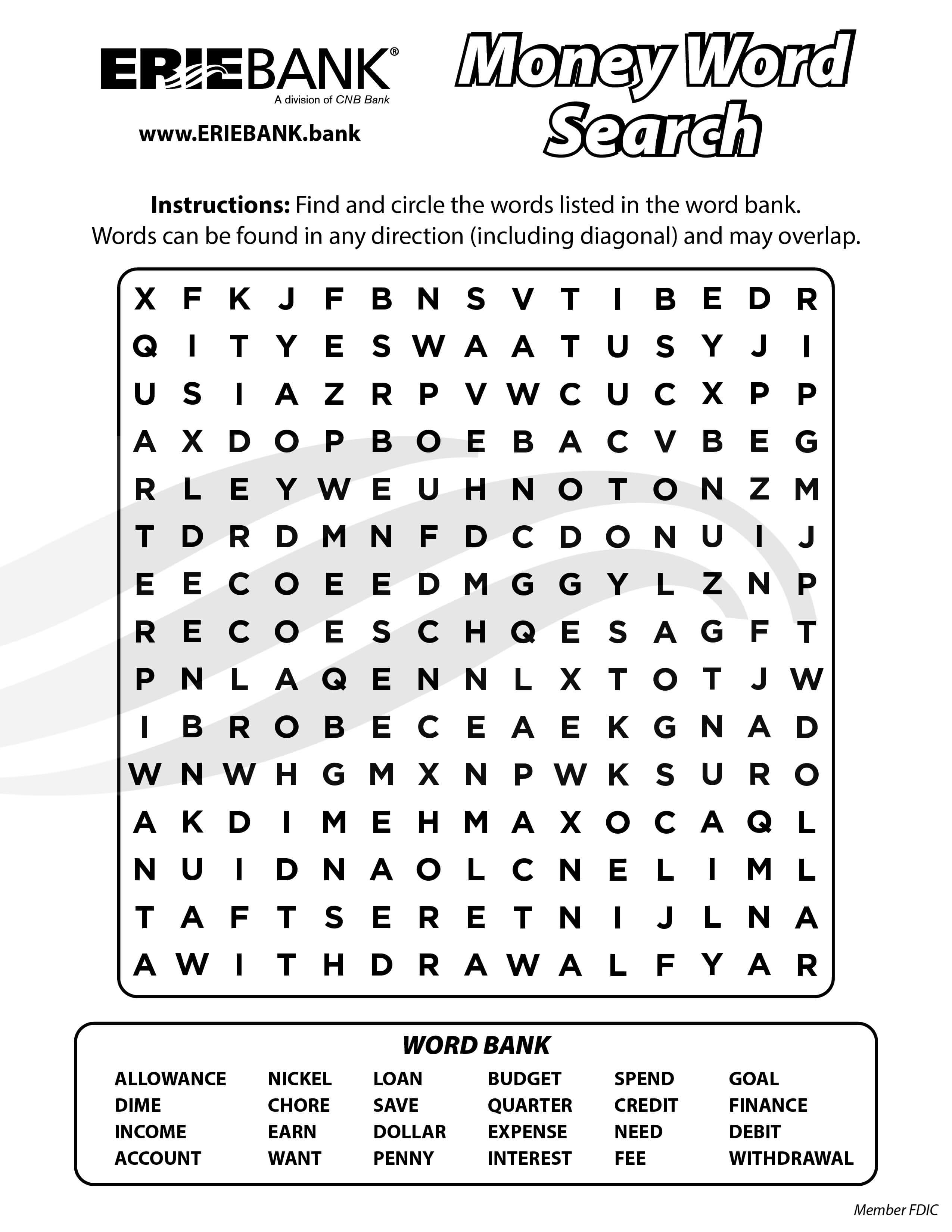 Money Word Search